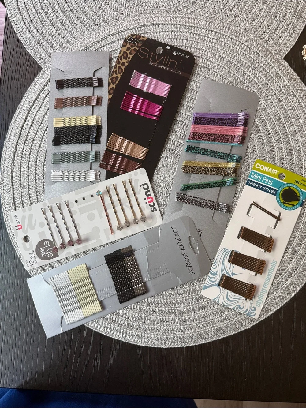 Mixed Women’s Hair Pins and Bobby Pins – Purple, Pink, Teal, Brown, Black